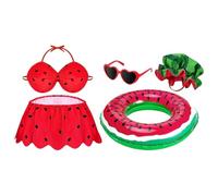 Hawaiian Porch Animal Outfit, Decorative Statue Bikini Hat Set, Elastic Costume Accessories for Driveway Backyard Balcony, Festive Lawn Decor with Glasses, Outdoor Pathway Summer Tropical Themes