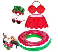 Hawaiian Porch Animal Outfit, Statue Bikini With Hat And Glasses, Polyester Elastic Decorative Costume For Lawn, Driveway, Backyard, Balcony, Outdoor Pathway, Summer Party Accessory, 20x15x5cm