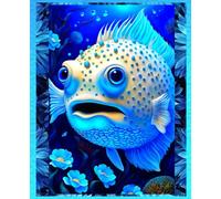 HAWAIIAN PUFFERFISH COMPOSITION NOTEBOOK Diary Journal Workbook -Blue Ice Floral- Marinelife Ocean Sea Fish Animal Nature Art Lover Gift: ֍7.25x9.5 ... Homeschool High School Ivy League University