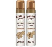 Hawaiian Tropic - Self Tanning Foam Light/Medium, Autoabbronzante in Mousse per Pelli Chiare/Medie, Formato 200 ml, con Aloe Vera e Vitamina E (Confezione da 2)