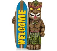 Hawaiian Tropical Tiki Decor,Tiki Surfer Dude Garden Statue Maya Totem Skateboard da Giardino per Balcone Esterno Giardino Portico Prato (Tavola da surf)