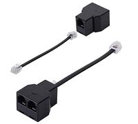 HAWAKA 2 Pack Telefono RJ11 6P4C Adattatore a 2 Vie, RJ11 6P4C Maschio a Convertitore Femminile con 5 Pollici Cavo, Adattatore a Parete Jack Splitter per Linea fissa