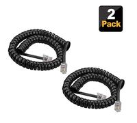 HAWAKA Cavo telefonico, RJ9 (4P4C), cavo a spirale, cavo telefonico per telefono fisso di casa, ufficio, cavo telefonico, connettore per telefono nero, telefonico avvolto