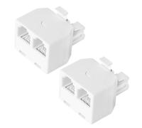 HAWAKA RJ11 e Splitter a 2 vie da 2 prese RJ11 Jack femmina a spina 6p4c maschio | Cavo di rete fissa Convertitore Porta universale Connettore Extender Phone Coupler| Convertitore 4 fili | Bianco