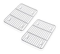 HaWare Griglia di raffreddamento, set da 2 pezzi, 100% acciaio inox, spessa griglia di raffreddamento, griglia rettangolare per cuocere al forno, arrostire, grigliare, 21,5 x 16 x 2 cm, sana e