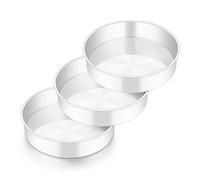HaWare Set di 3 tortiere rotonde in acciaio inox da 17,8 cm, per cuocere arrosti, per servire torte a strati, per compleanni, matrimoni, sane e atossiche, lucidate a specchio e lavabili in