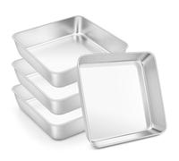 HaWare Set di 4 pirofile, quadrate, in acciaio inox, piccoli stampi rettangolari, ideali per lasagna/brownie/torte, sani e lavabili in lavastoviglie, 15 x 15 x 5 cm