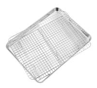 HaWare Teglia da forno con griglia di raffreddamento, in acciaio inox, grande, 40,5 x 30,5 x 2,5 cm, rettangolare, con griglia per torte, lavabile in lavastoviglie