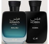 Hawas Malibu & Kobra for Him di Rasasi EDP Eau De Parfum Spray - 100 ML ciascuno