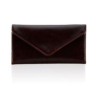 HAWEE Portafoglio porta carte con blocco RFID, per donne e uomini, stile busta, multi porta carte con 2 finestre d'identità, tasca portamonete con cerniera, pelle vegana ultra sottile, Cioccolato