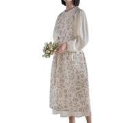 Hawholm Grembiule da donna taglie forti con croce posteriore grembiule con tasche, grembiuli da donna, grembiule in cotone e lino, 02-beige, taglia unica