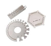 HAWILLOSCH 3 Pezzi Set di sovrani di spessore cavo Bagnato misuratore di spessore del film umido Acciaio inossidabile Silver