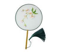 HAWILLOSCH Ventilatore in stile antico fatto a mano ventagli pieghevoli decorativi fan seta Ventio circolare ricamato ventaglio circolare decorativo Di legno Colore Casuale