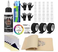 HAWINK Tatuaggi Kit con 30ml Tattoo Stencil Crema 5 Pelle Sintetica Tattoo 100 Custodia Monouso per Macchinetta Tatuaggi Coppette per Inchiostro da Tatuaggi 3 Grip Tape TC637KITEU