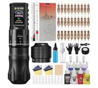 HAWINK Wireless Macchinetta Tatuaggi Set con 1800 mAh batteria Modalità Normale/Stipito 7 Trattini Regolabili 20PCS Aghi Tatuaggi per principianti e artisti
