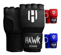 Hawk Boxing Guanti Hawk interno imbottito di formazione del gel Bendaggi per la boxe rapidi involucri Men & Women Kickboxing Muay Thai MMA Fasce Pugno snodo polso Protector Bendaggi (coppia) Nero L-XL