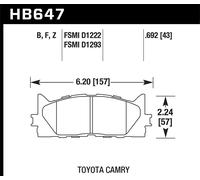 Hawk Performance HB647F.692 HPS Freno a Disco Pad Per Avalon Camry ES300h ES350