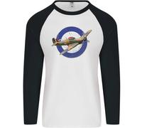 Hawker Hurricane Con Insegna RAF Uomo L/S Maglietta Baseball