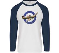 Hawker Hurricane Con Insegna RAF Uomo L/S Maglietta Baseball