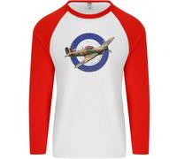 Hawker Hurricane Con Insegna RAF Uomo L/S Maglietta Baseball