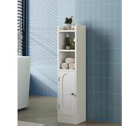 Hawkrown Armadietto portaoggetti piccolo da bagno, sottile e sottile, con ante e ripiani regolabili, autoportante, ad angolo, per piccoli spazi, bianco