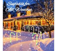 Hawofly 10 luci a energia solare, con bastoncini di zucchero, a 8 modalità, per festival, per decorazione esterna, decorazione natalizia (RGB)