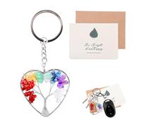 Hawpasy Portachiavi Albero Della Vita Con Cristalli Dei 7 Chakra, Portafortuna Energetico Donna, Portachiavi Amicizia Ragazza In Cristallo Curativo, Albero Della Vita Regalo Con Guida Chakra