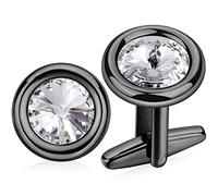 HAWSON Gemelli da uomo con cristalli Swarovski, per camicie formali, da lavoro, matrimoni, in confezione regalo, Metallo