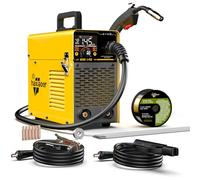 HAXIAOER 145A Saldatrice a Filo Continuo No Gas, 3 In 1 ARC/Flux MIG/MMA Lift TIG Saldatrice MIG con Luce LED, Compatta Saldatrice a Inverter, Avanzamento Filo Sinergico