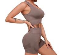 HAXNOHEY Ladies Tracksuit Summer Tracksuit Completo Palestra Donna Push Up Set Yoga Donna Abbigliamento Completo Palestra Corto Top Pantaloncini Set Sportivo Yoga S