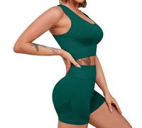 HAXNOHEY Ladies Tracksuit Summer Tracksuit Completo Palestra Donna Push Up Set Yoga Donna Abbigliamento Completo Palestra Corto Top Pantaloncini Set Sportivo Yoga S