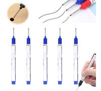 Haxonde Marker, Long Head Deep Hole Marker, Multi-purpose Deep Drill Hole Long Nib Waterproof Marker Pens, 30mm Deep Reach Markers Long Nose Marker Waterproof, For Bathroom Woodworking (Blue*5)