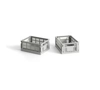 HAY Colour Crate Storage Box Mini Set di 2 Grigio Chiaro