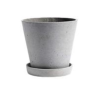 HAY Flowerpot - Vaso per Piante con sottovaso, 14 x 14 x 13,5 cm, Colore: Grigio