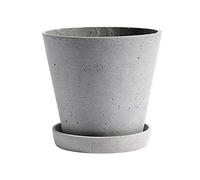 HAY Flowerpot - Vaso per piante con sottovaso, 17,5 x 17,5 x 16,5 cm, colore: Grigio