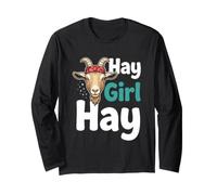 Hay Girl Hay Funny Goat Lover per Ragazze Maglia a Manica