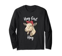 Hay Girl Hay Funny Goat Lover per Ragazze Maglia a Manica