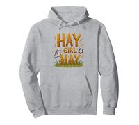 Hay Girl Hay Horses Equestre Umorismo Cowgirl Detto Felpa con Cappuccio, Unisex per Adulti, Grigio Melange, L