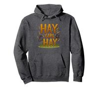 Hay Girl Hay Horses Equestre Umorismo Cowgirl Detto Felpa con Cappuccio, Unisex per Adulti, Grigio Scuro, L