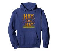 Hay Girl Hay Horses Equestre Umorismo Cowgirl Detto Felpa con Cappuccio, Unisex per Adulti, Navy, L