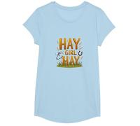 Hay Girl Hay Horses Equestre Umorismo Cowgirl Detto Maglietta, Ragazze, Celeste, L