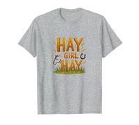Hay Girl Hay Horses Equestre Umorismo Cowgirl Detto Maglietta, Uomo, Grigio Melange, L