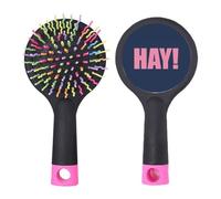 HAY - Spazzola districante per capelli con citazione "Encourage Positive Hello Salon", colore: nero