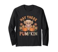 Hay There Pumpkin Highland Mucca Autunno Autunno Ringraziamento Maglia a Manica