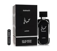 Hayaati - Profumo 100 ml, profumo arabo di lunga durata, Eau de Parfum importato da Dubai, con atomizzatore ricaricabile da 5 ml, fragranza orientale e legno per uomini e donne (nero)
