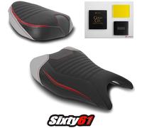 Hayabusa Sedile Cover Con Gel 2021-2025 Suzuki Luimoto Red Bianco Tec-Grip Suede