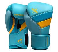 Hayabusa T3 Guantoni da Boxe per Polso Splintato e Protezione Nocche Unisex, Chiusura Dual-X con Gancio e Anello, Imbottitura Nocche in Schiuma a 5 Strati - Blu/Giallo, 16oz