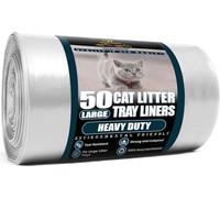 HayaHome Eco - 50 sacchetti per lettiera per gatti grandi, resistenti, su rotolo, 40 μm, 80 x 36 cm, in plastica antigraffio, ecologici, 100% materiale riciclato