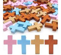 Hayaww 120 Pcs Ciondoli A Croce In Legno Mini Croce In Legno Ciondoli Piccolo Crocifisso Ligneo Croci In Legno Naturale Vintage Croce Pendenti In Legno Per Favori Di Partito,Domenica Scuola Fai Da Te