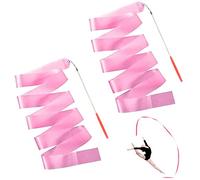 Hayaww 2 Pcs Nastri Per Ginnastica Nastro Danza Ginnastica Artistica Palestra Danza Nastri Streamer Di Danza Ginnastica Ritmica Bacchetta Banda Ritmica, 2m, Per Ginnastica Ritmica, Palo Da Ballo(rosa)